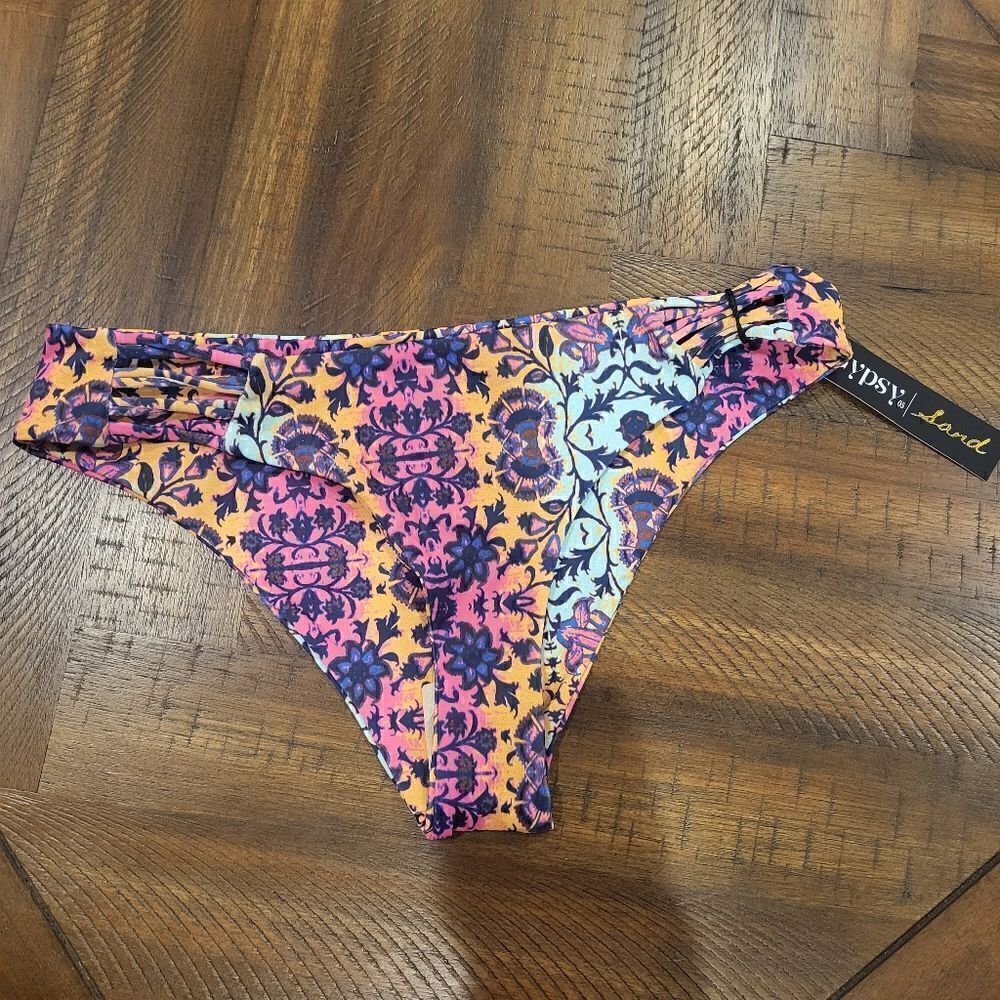 Gypsy 05 Bikini Bottom Floral and Paisley Medium Strappy NWT